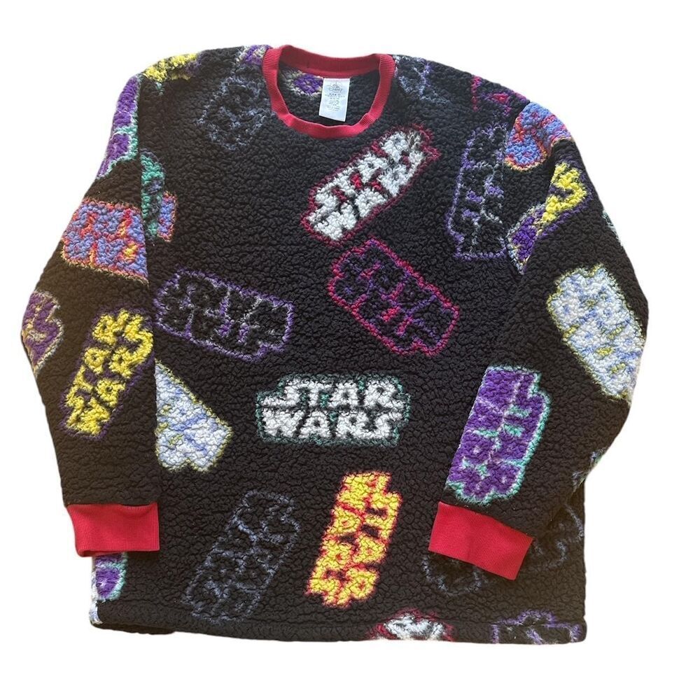 Disney Star Wars Sherpa fleece multi logo sweatshirt men’s‎ Large black comfy